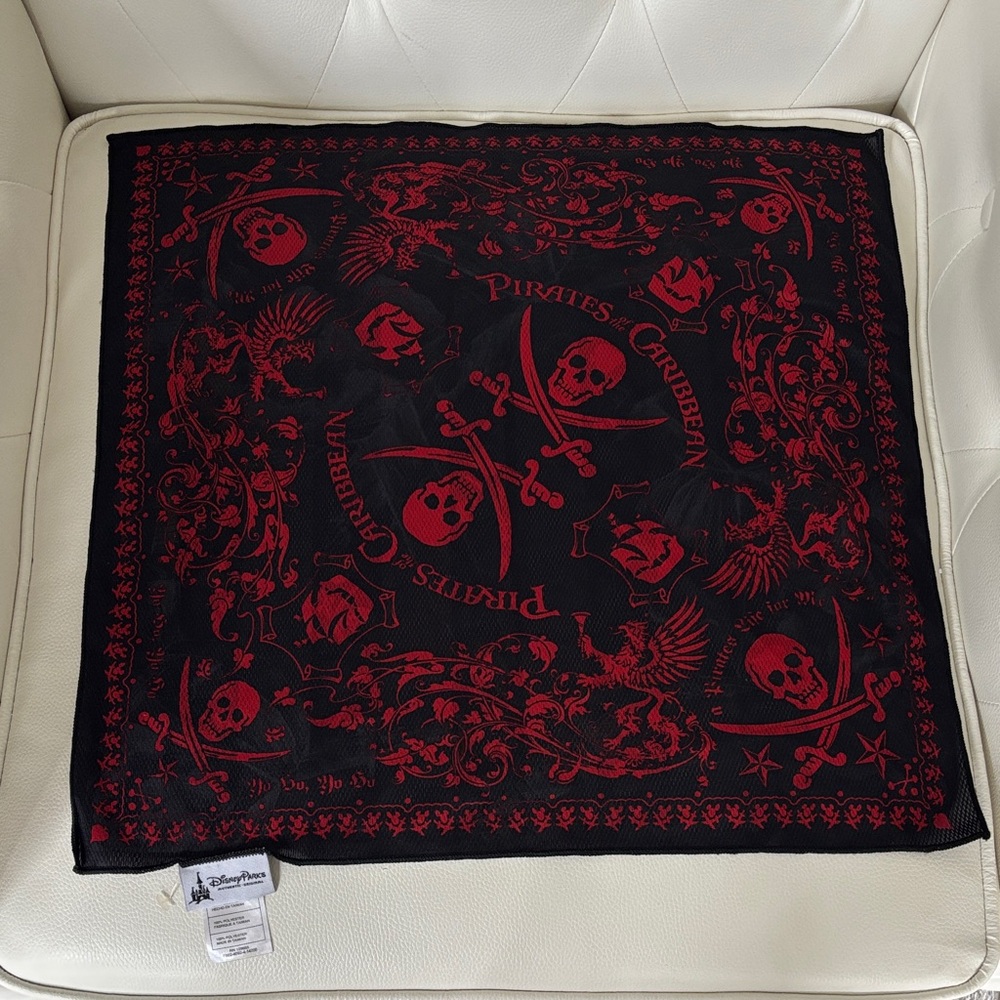 Pirates of the Caribbean Black & Red Skull Disney Scarf with Double Sided Spades - Picture 4 of 11